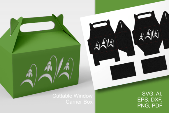 Download Snowdrops Gable Favor Box Template SVG - Premium Resources