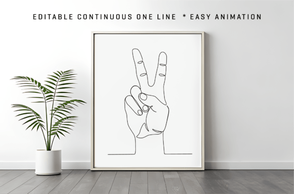 Download Minimalist Line Art Hand Peace Gesture - Gesture Collection