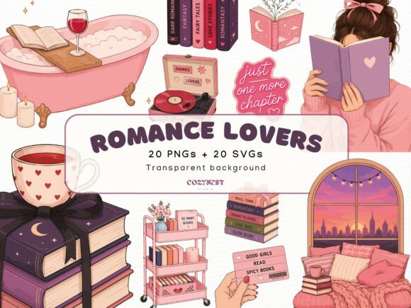 Download Romance Lovers Cliparts, Bookish PNG SVG - Romance Collection