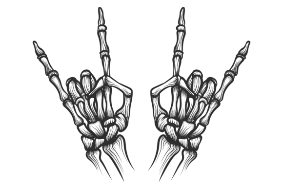 Download Rock Gesture Skeleton Hands. Horror Musi - Gesture Collection