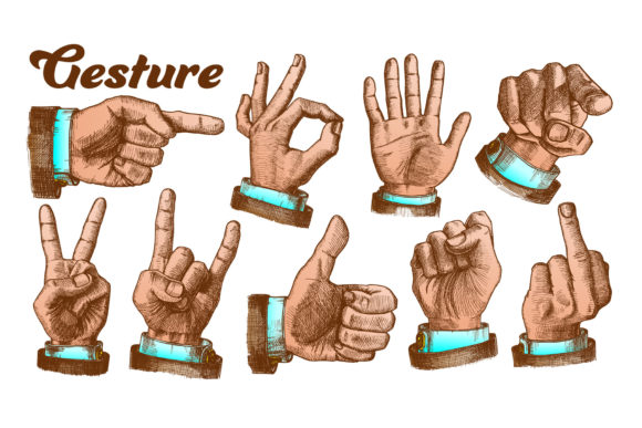 Download Multiple Male Color Hand Gesture Set - Gesture Collection