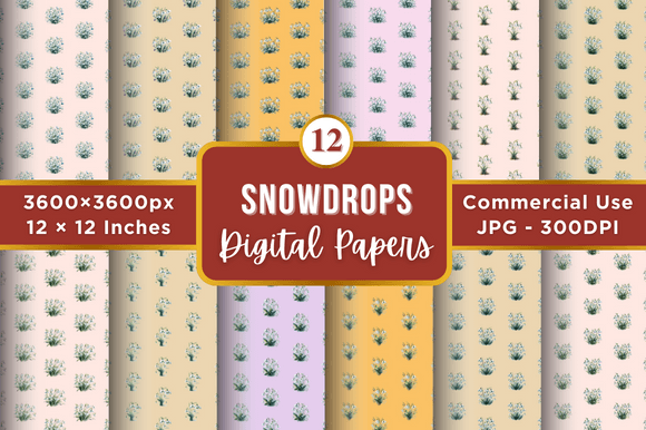 Download Snowdrops Digital Paper Patterns - Premium Resources