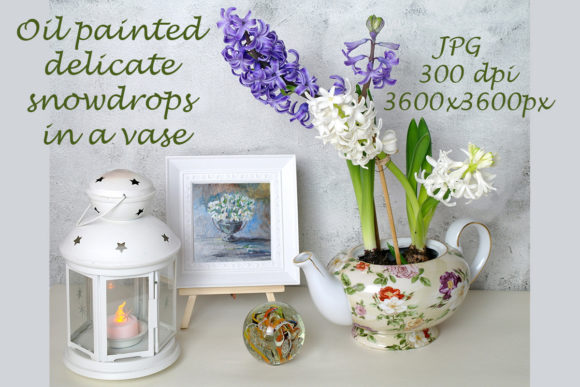 Download Oil Painted Delicate Snowdrops in a Vase - Premium Resources