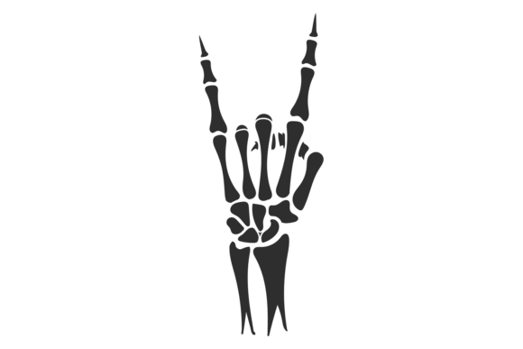 Download Skeleton Hand Show Rock Gesture Black Si - Gesture Collection