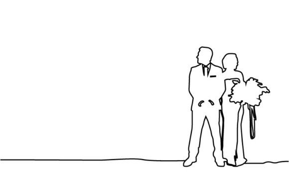 Download Abstract Line Art Couple Wedding Vector - Wedding Collection