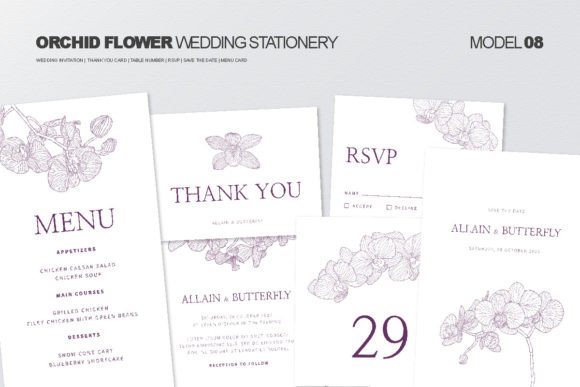 Download Wedding Stationery with Orchid Flower - Wedding Collection