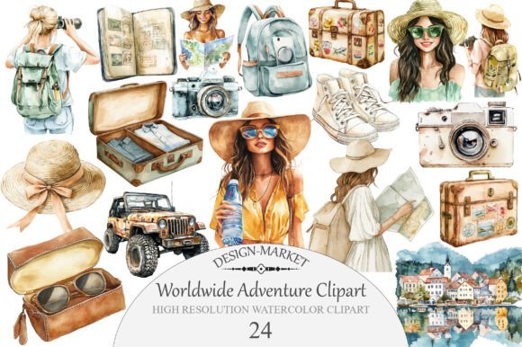 Download Watercolor Worldwide Adventure Clipart - Adventure Collection