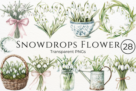 Download Snowdrops Flower Watercolor Cliparts - Premium Resources